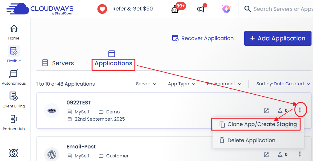 Cloudways的副本網站(staging)功能讓你大改網站時風險降至最低!-1